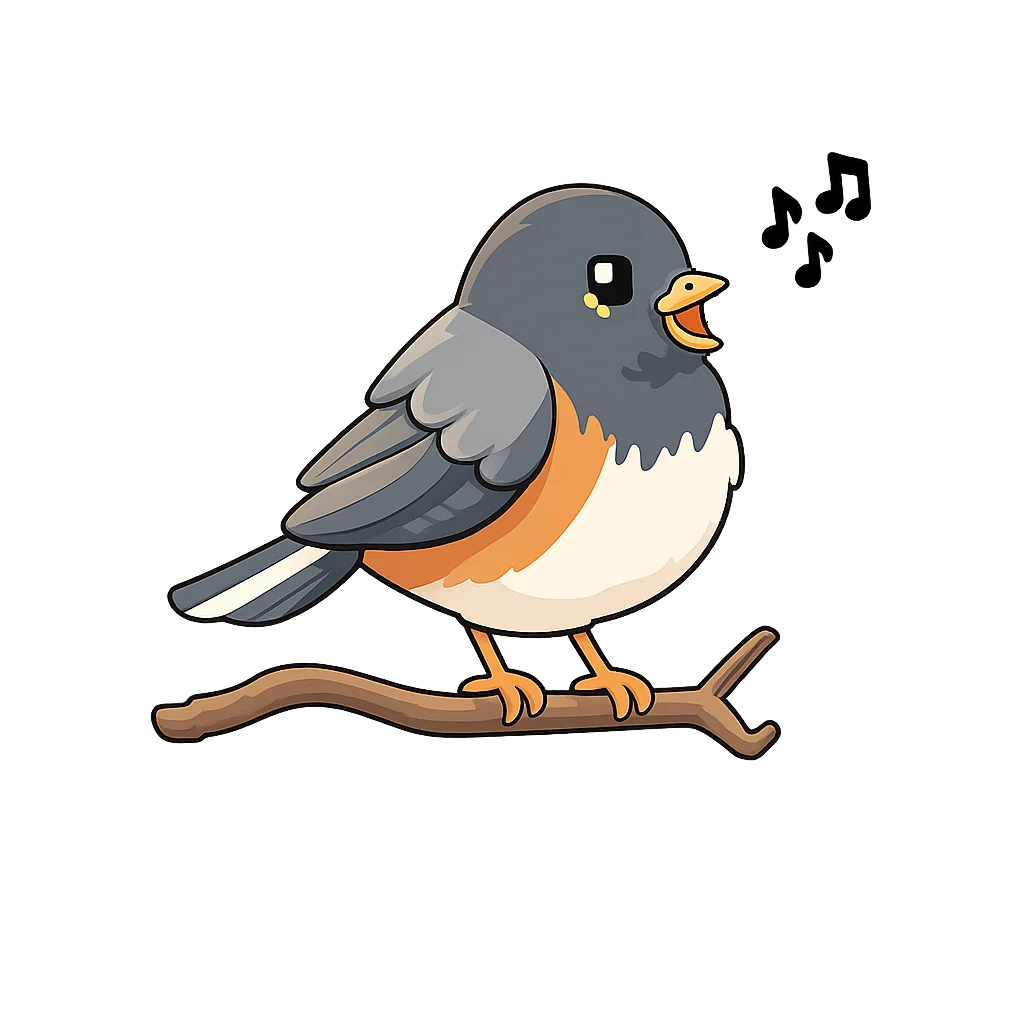 Junco, the bird mascot, singing